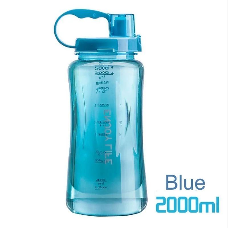 Вместительная Спортивная соломенная бутылка для воды 4 конфетных цвета 1 л/2 л 2000