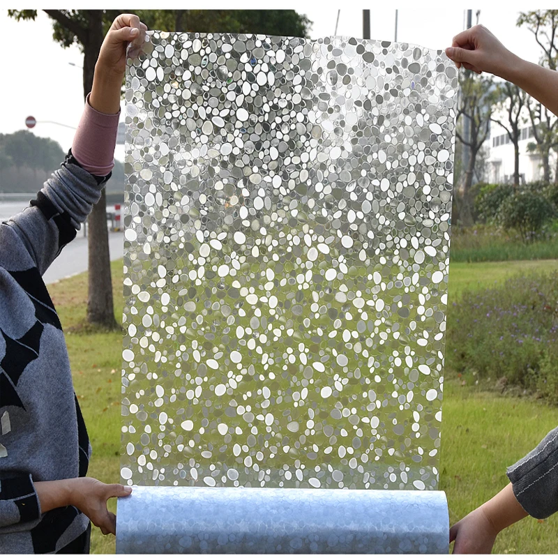 

3D Pebble Decorative Removable Window Film with Privacy,Static Cling No Glue Anti Uv Heat Insulation Window Stickers for Bedroom