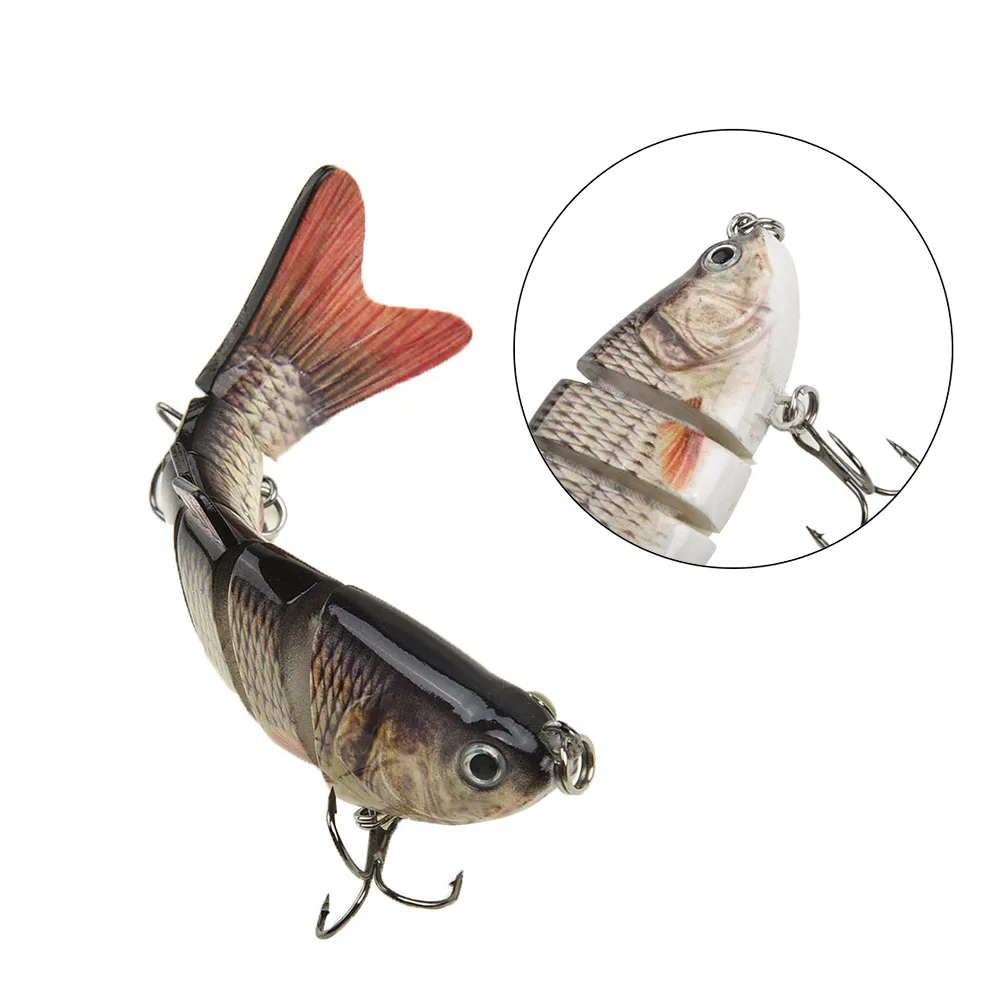 

10cm Multi Jointed Hard Fishing Lure Bait Swimbait Bass Pike Minnow Hook Tackle Sinking Wobblers