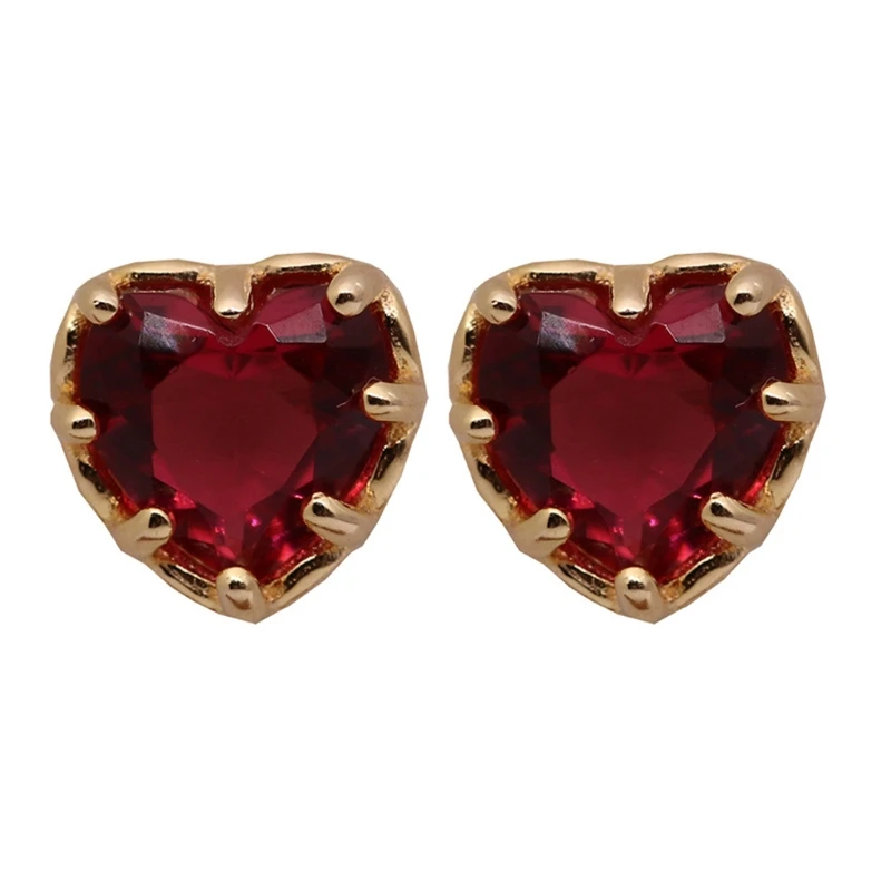 

1 Pair Alloy Red Heart Ear Studs Women Girls Earrings Gifts Luxury Temperament Wedding Party Jewelry