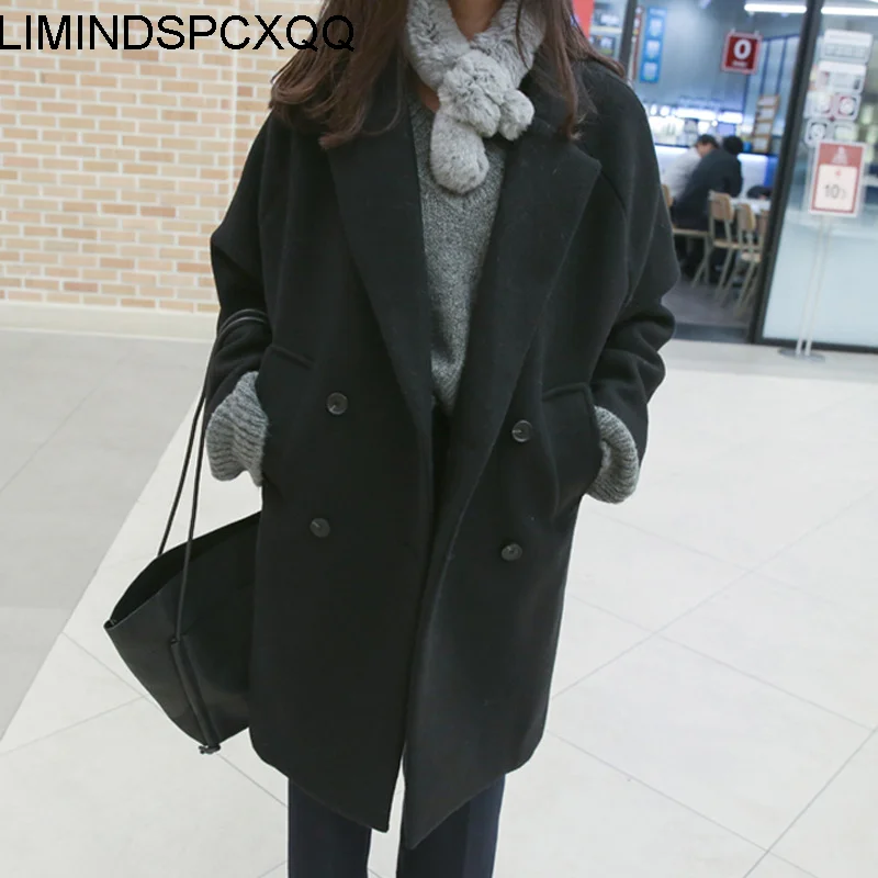 

2021 Winter Fashion Female Women's Wool Coat Clothing New Slim Style Korean Version Long Sleeve Jackets Casaco Feminino Clothes