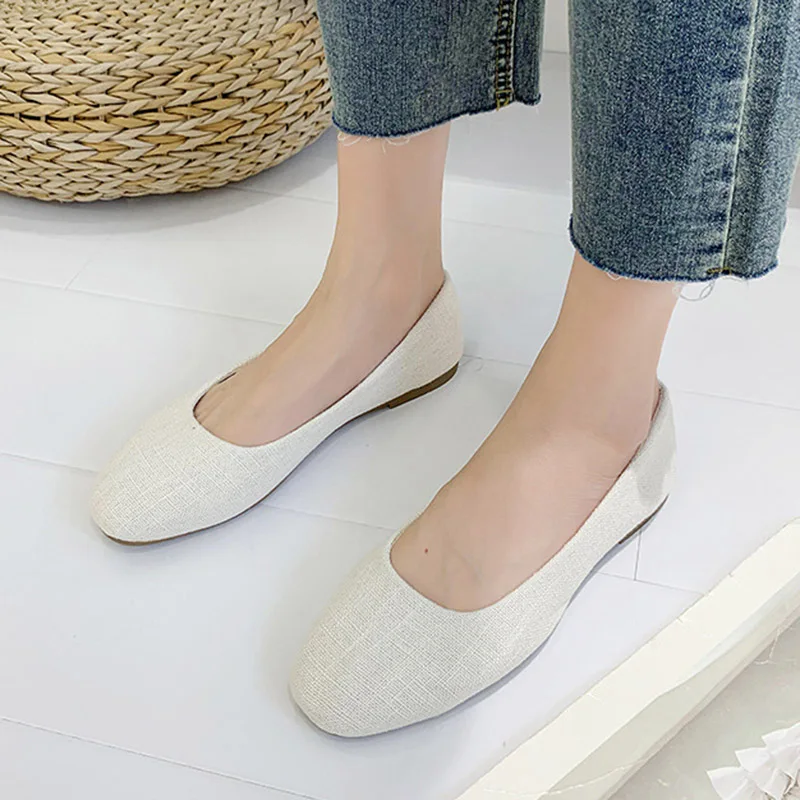 Женские слипоны в полоску парусиновые туфли на плоской подошве удобные