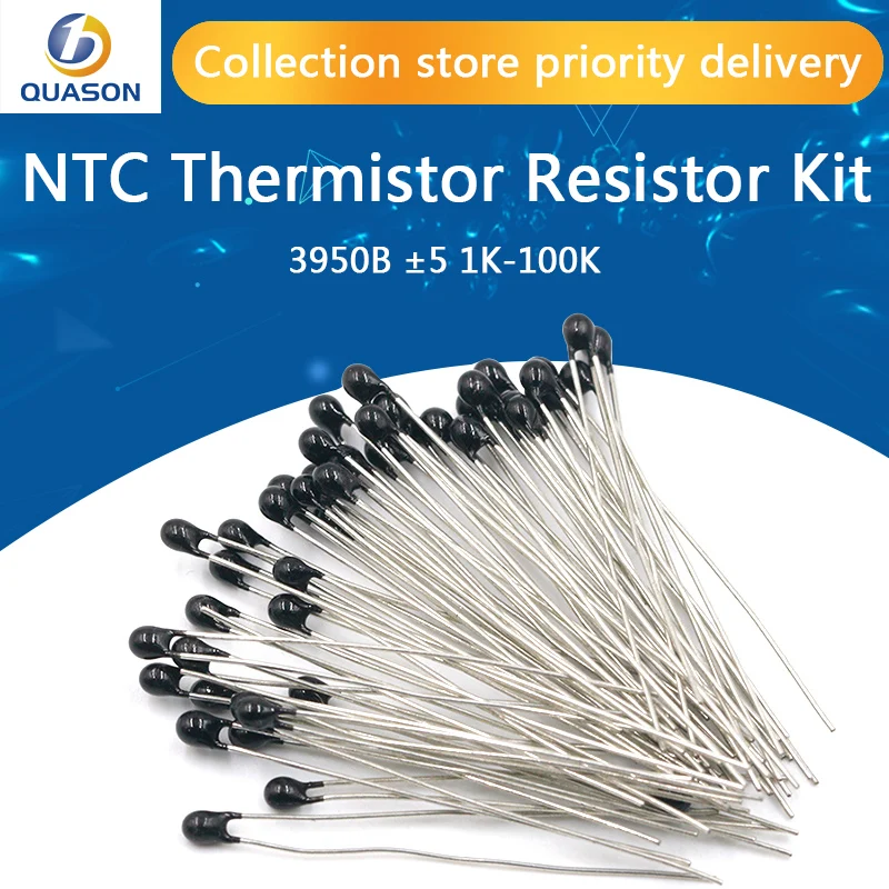 

Free Shipping 100pcs=10value*10pcs NTC Thermistor Resistor Kit NTC-MF52AT 1K 2K 3K 4.7K 5K 10K 20K 47K 50K 100K +-5% 3950B
