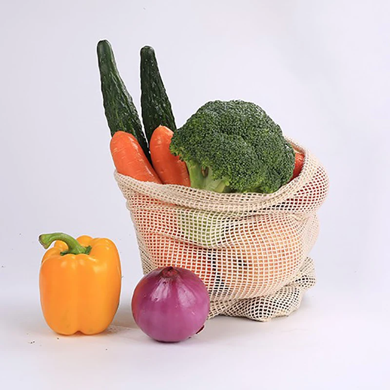 

Kitchen Vegetable Fruit Storage Bag Reusable Cotton Eco-friendly Degradable Washable Mesh Shopping bag Grocery Storage Bags