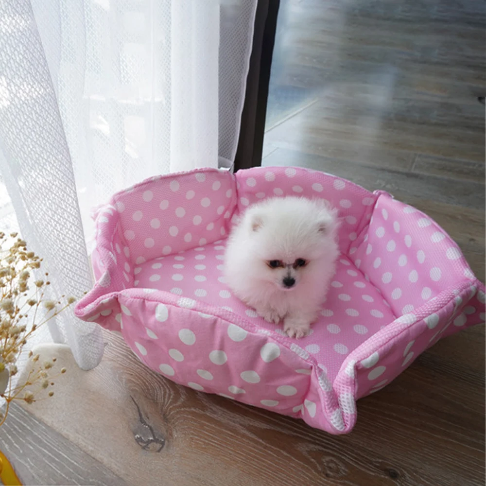 

Breathable Dog Polka Dot Kennel Washable Dual-use Rest Mat Cute Puppy Kitten Pet Sleeping Bed Unique Cat Nest Pink Pet Supplies