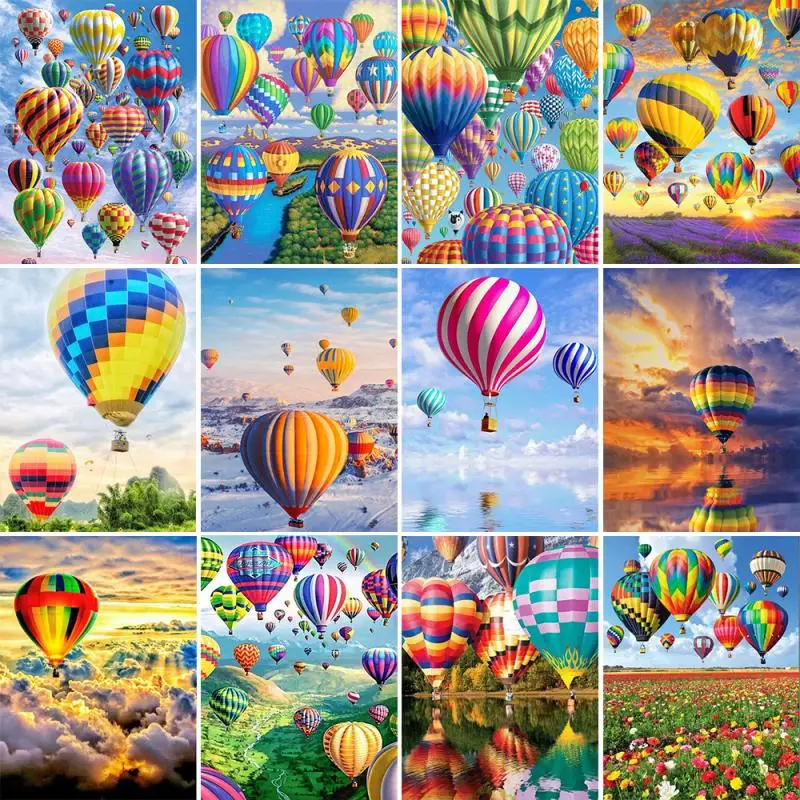 

5D Landscape Painting DIY Diamond Painting Colorful Hot-Air Balloon Diamond Embroidery Paste Full Square/Round Drill Mosaic Art