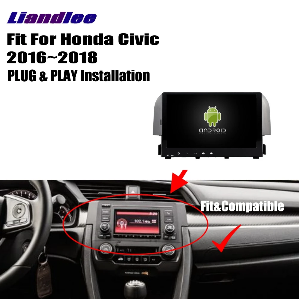 Liandlee для Honda Civic 2016 ~ 2018 Android автомобильный радиоплеер GPS навигация карты камера OBD