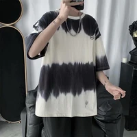 hip hop tie dye contrast color patchwork mens t shirt 2021 summer high quality cotton t shirt fashion casual short sleeved tops