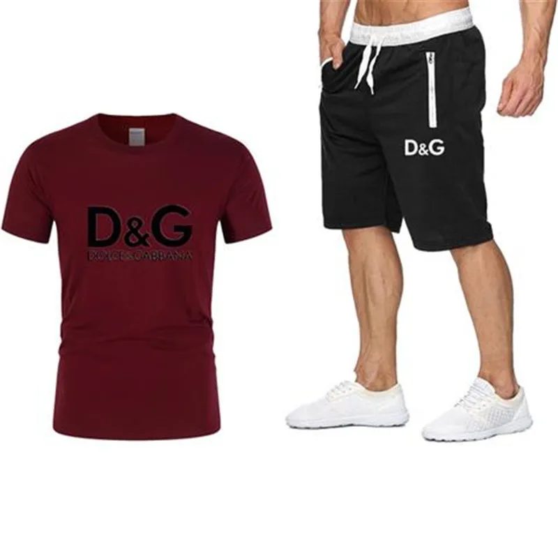

Men's Sportswear Summer Two-piece T-shirt Shorts Brand Track suit Sports Suit Logo Printing Casual Sports Clothes