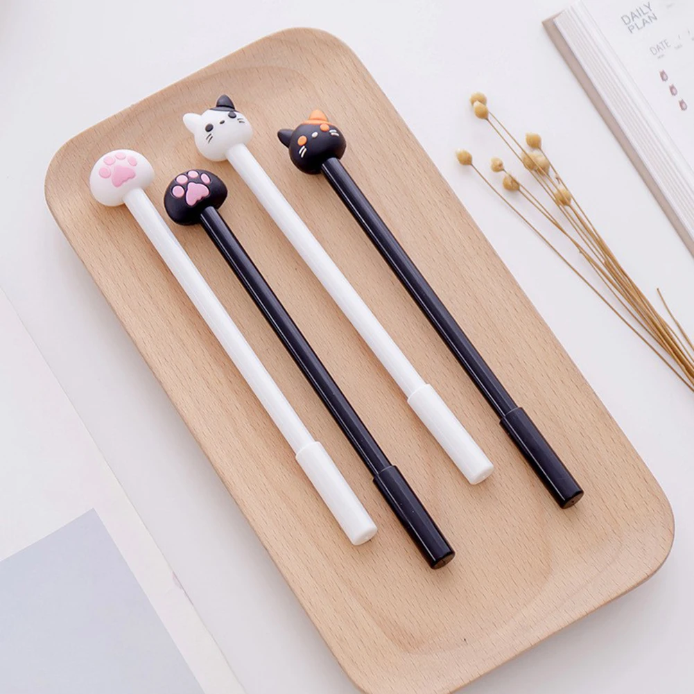 2Pcs Cute Cat Paw Ink Gel Pen Writing Marker Student Office Stationery Gift |