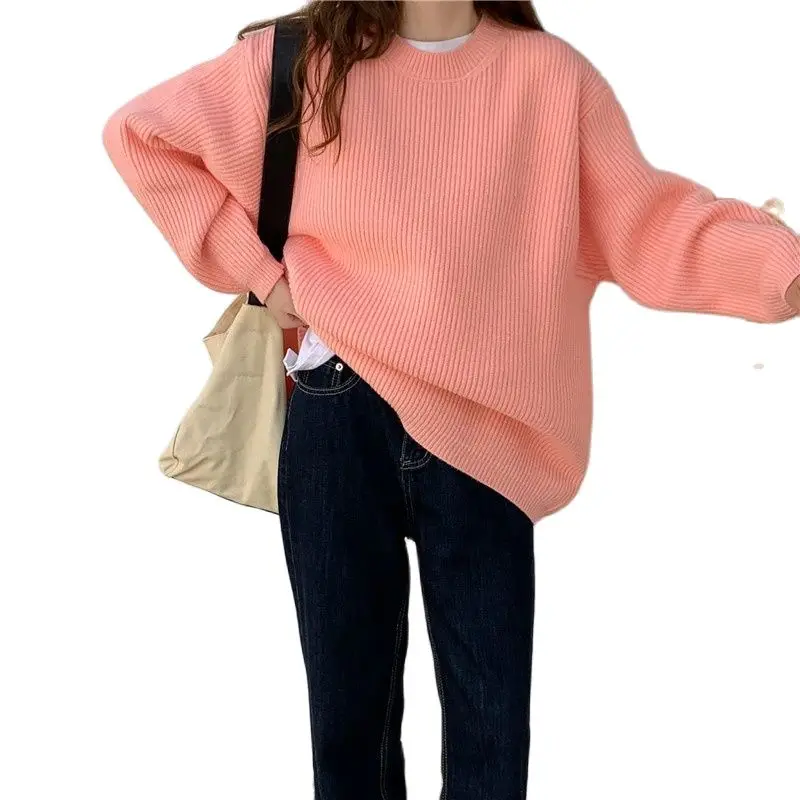 

M.Y.FANTASY 2021 Casual Soft Sweater Women Autumn Winter Vintage Warm Oversized Pullovers Ladies Casual Knitwear Solid Female J