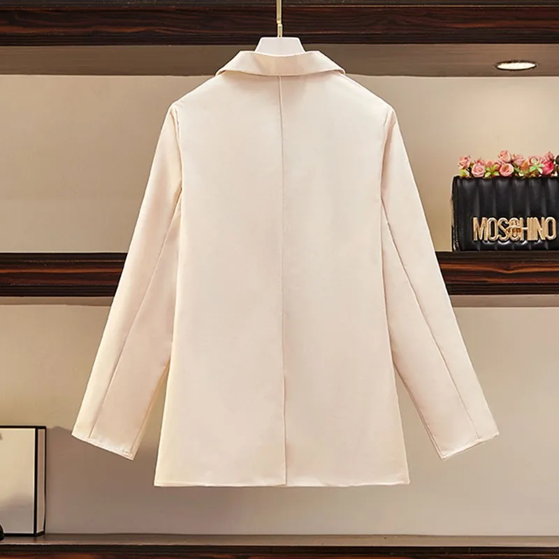 

Plus Size Women Blazer Coats And Chiffon Long Dresses New Arrival 2021 Spring Simple Style Ladies Elegant 2 Piece Sets W015