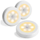 2021 6LED PIR датчик движения круглый датчик освесветильник для шкафа Авто умный Ночник светодиодные лампы для дома светильник s для дома, спальни, шкафа, кухни, гардероба