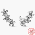 Подлинное 925 пробы Серебряное кольцо из Дейзи цветок серьги-гвоздики классика Стерлинговое Серебряные серьги