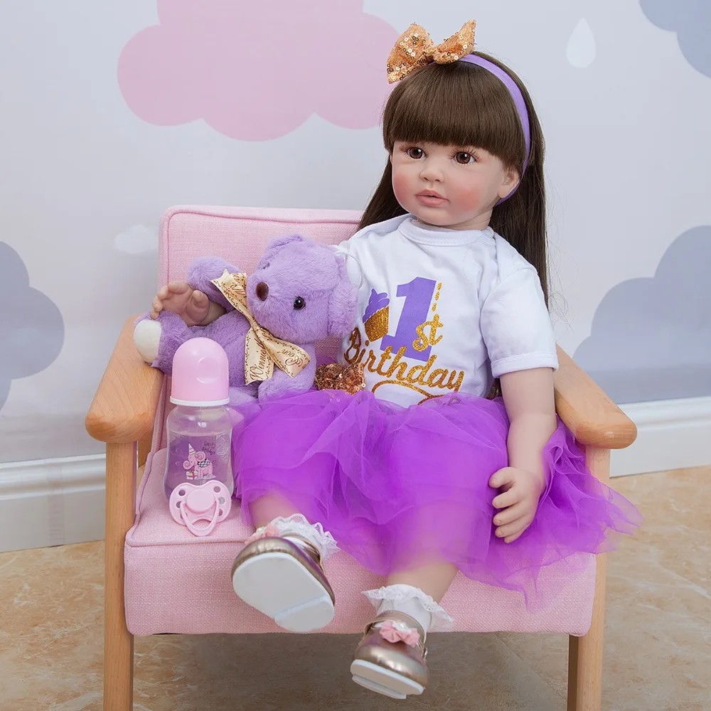 

KEIUMI Real Baby Reborn Girl Doll 24 Inch Soft Silicone Cloth Body toddler bebe Reborn Dolls Bonecas Meninas