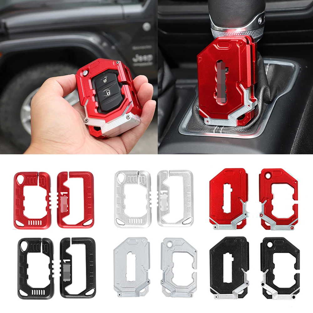 

Aluminum Alloy Key Shell Case Fob Cover Protector Trim Accessories Fit For Jeep Wrangler JL Gladiator JT 2018+ Car Accessories