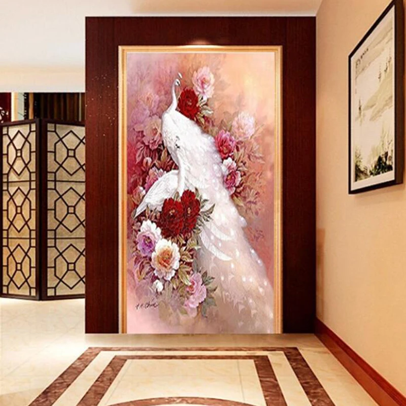 Животные Мозаика DIY алмазная живопись кристалл белая Алмазная вышивка Павлин