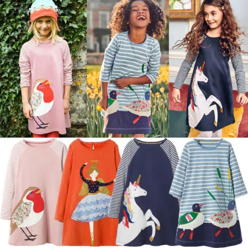 Новейшее платье для маленьких девочек с изображением животных платья принцессы