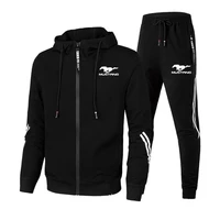 2021 new style sports wear for men zipper jackets and sweatpants male hooded longsleeve hoodies 2pcs set