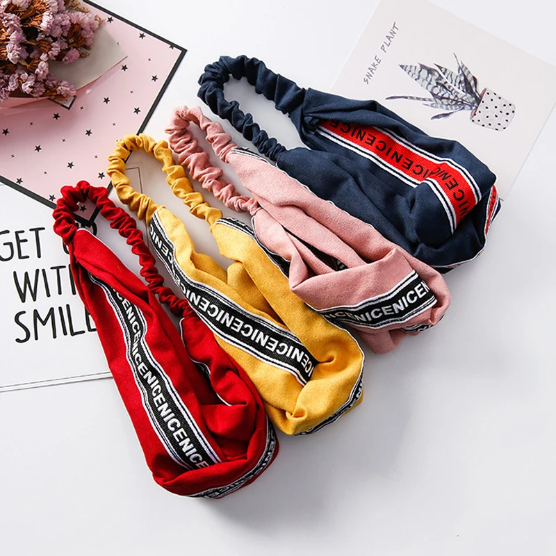 Креативные милые повязки для волос с буквенным принтом замшевые на голову