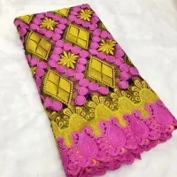 

High Quality French Mesh Lace Fabric 5 Yards 2021 Latest African Nigerian Cotton Embroidery Guipure Lace Fabrics For Dress