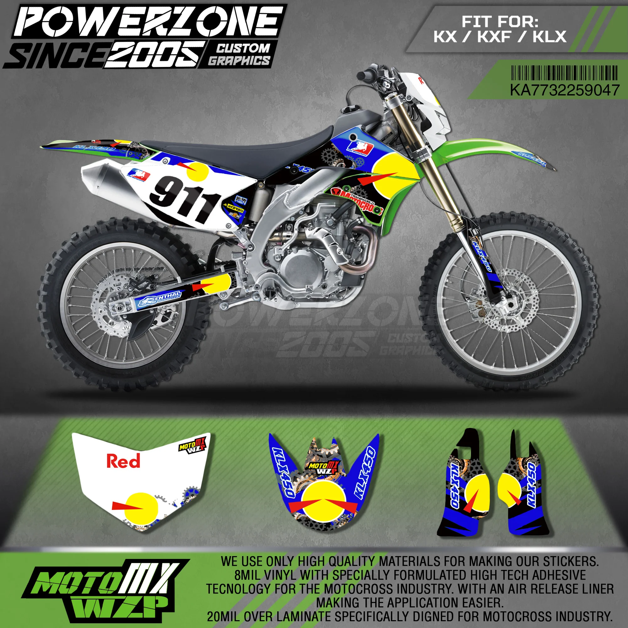 PowerZone пользовательские команды графические наклейки 3 М Набор для Kawasaki Наклейка