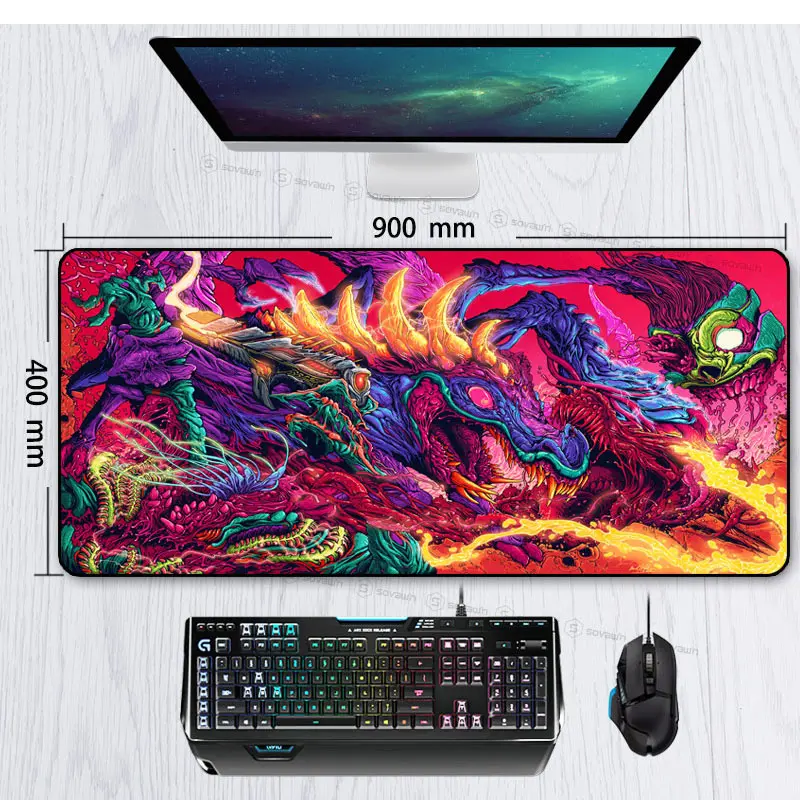 

Game 900x400mm Hyper Beast XL Large Locking Edge Gaming Mouse Pad CS GO Keyboard Rubber Mousepad Wrist Rest Table Computer Mat