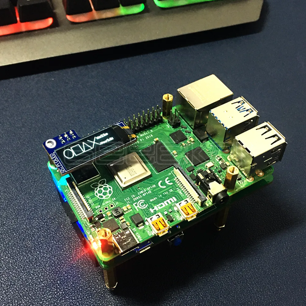 OLED- GeeekPi, 0, 91 , 128x32  OLED-,  I2C,   Raspberry Pi 4 B