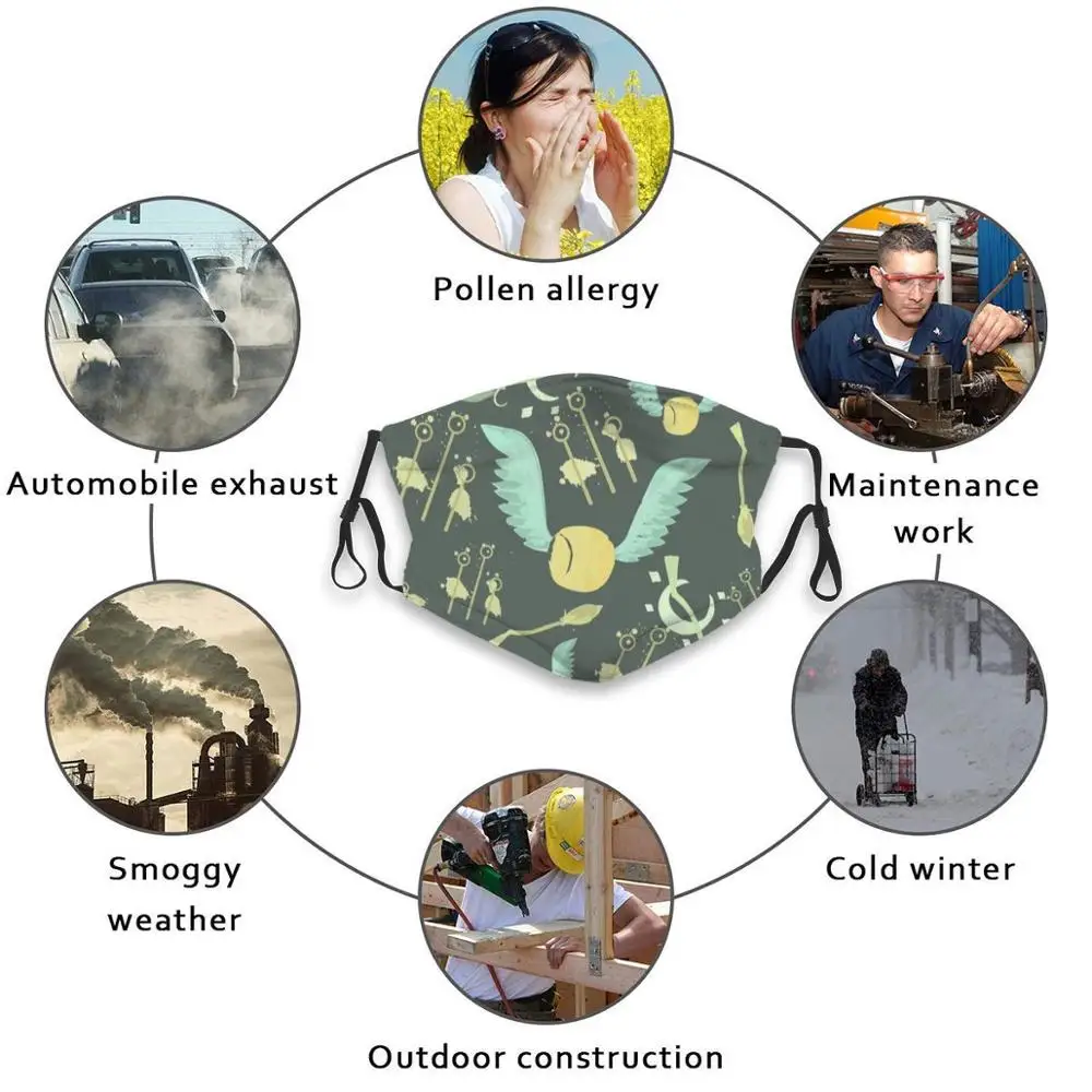 

Magical Sport Custom Design For Adult Kids Anti Dust Filter Diy Cute Print Washable Mask Hp House Courage Brave