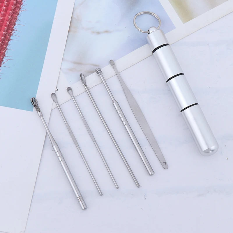 

6Pcs Portable Ear Cleaner Set Ear Wax Remover Ear Curette Earpick Cleaning Tool