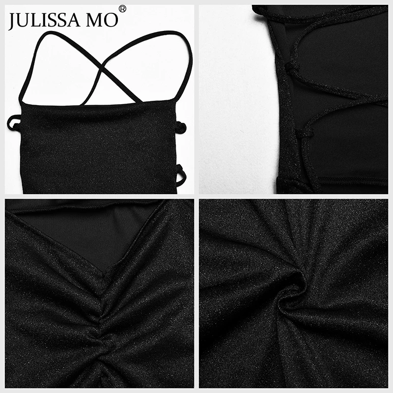 Женское Сетчатое платье JULISSA MO черное облегающее короткое с открытыми плечами и