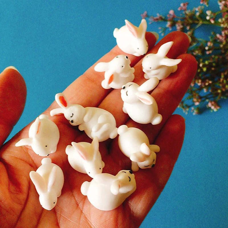 New~10Pcs/rabbit bunny/miniatures/cute/fairy garden gnome/moss terrarium decor/crafts/bonsai figurine/DIY doll house supplies | Дом и сад