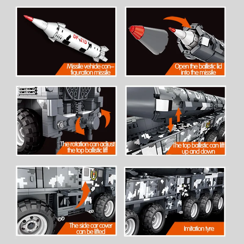 

1640pcs City Missile Carrier Truck Building Blocks Military WW2 99A Main Battle Tank Weapon Soldier Bricks Toys Gifts