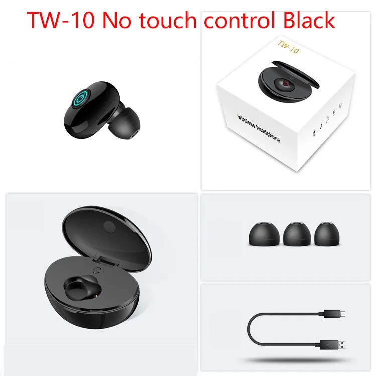 TW10 No Touch Black TW60 Touch control беспроводные наушники Buletooth 5,0 гарнитура 8D объемный HiFi стерео наушники спортивные наушники с микрофоном для телефонов - Цвет: TW10 No Touch Black