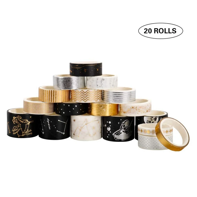 20 шт./компл. Золотая фольга васи лента блеск набор декоративного скотча клейкая DIY