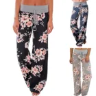 Штаны женские, с цветочным принтом, на завязках, с высокой талией