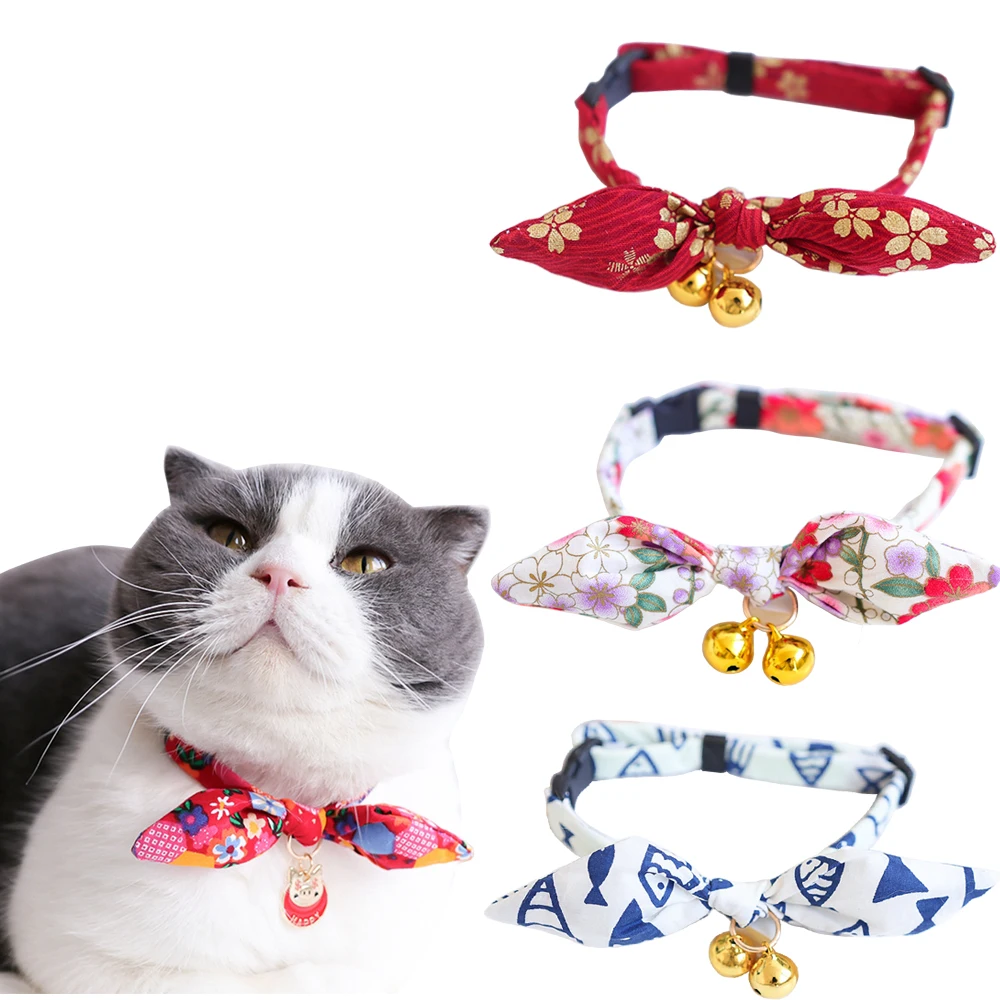Ошейник с бабочкой и колокольчиком Уникальный ошейник для котенка заячьими