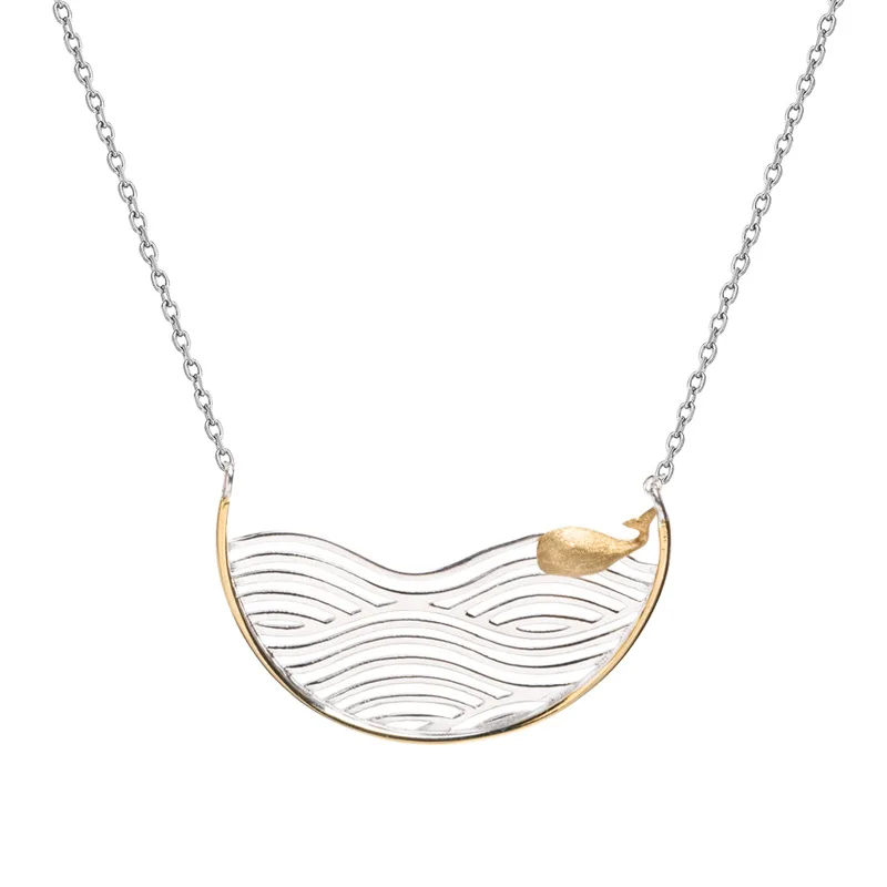 

RAINBOW HOOP Minority 2021 Trend 925 Sterling Silver Handmade Designer Creative Gold Whale Necklace for Women Fine Jewelry