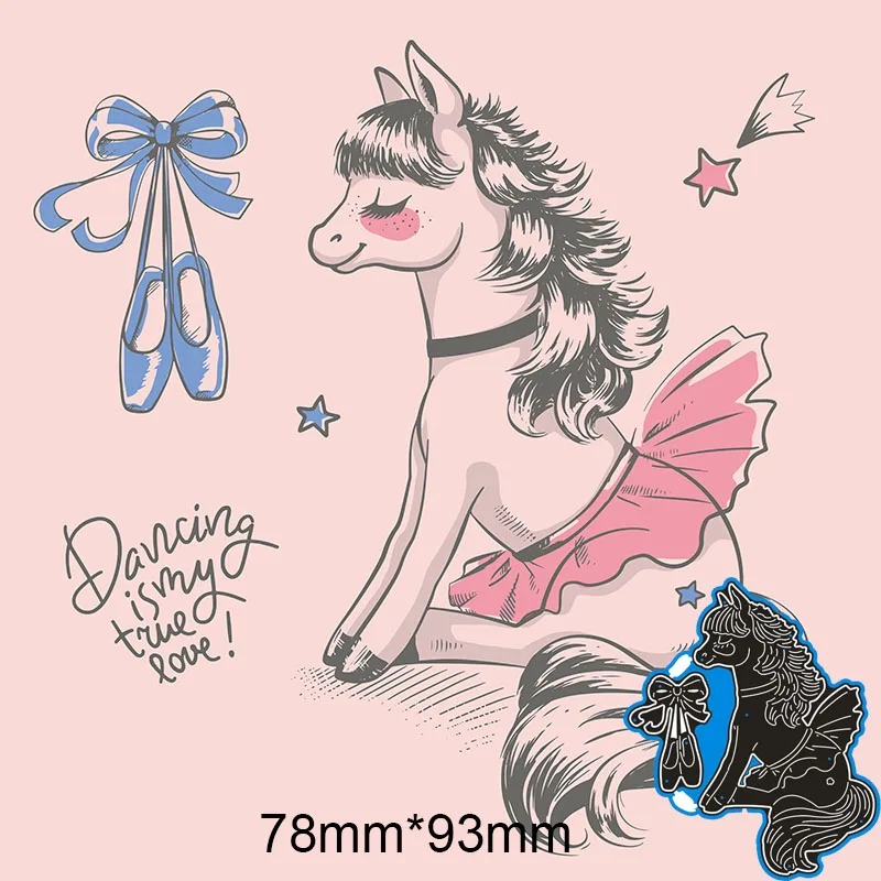 

78*93mm Love Dancing Horse New Metal Cutting Dies decoration Scrapbook Embossing Paper New Craft Album Card Punch Knife Mold