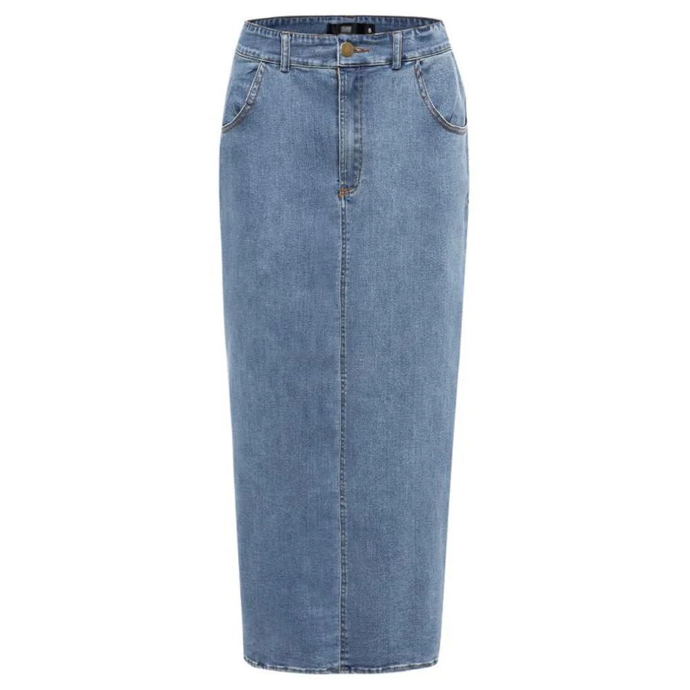 

HYHY Muslim Jean Skirt Denim Women's Long Maxi Skirts High Waist Stretchy Bodycon Solid 2021 Summer Skirt Jupes Jeans Feminino