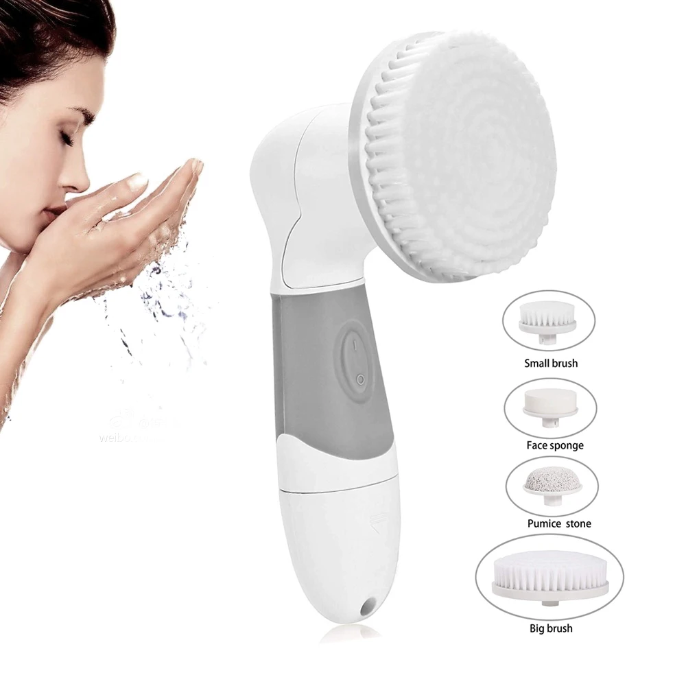 

Face Brush 4 in 1 Waterproof Facial Cleansing Spin Brush for Deep Cleans Skin Gentle Exfoliating Removing Blackhead Massaging