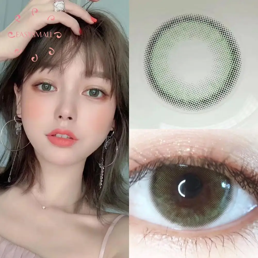 easysmall green black outer ring color beautiful pupil contact lenses cosmetic contact lens eye color degree option 2pcspair free global shipping