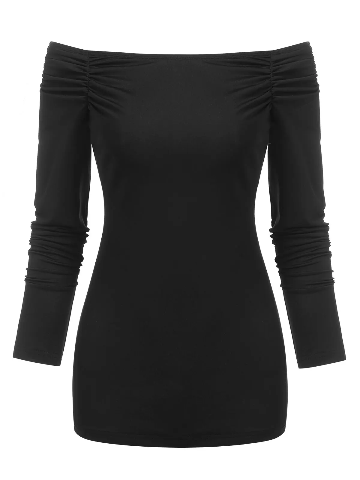 

С рюшами с открытыми плечами футболка зауженного кроя с открытыми плечами Топы Для женщин с открытыми плечами футболки