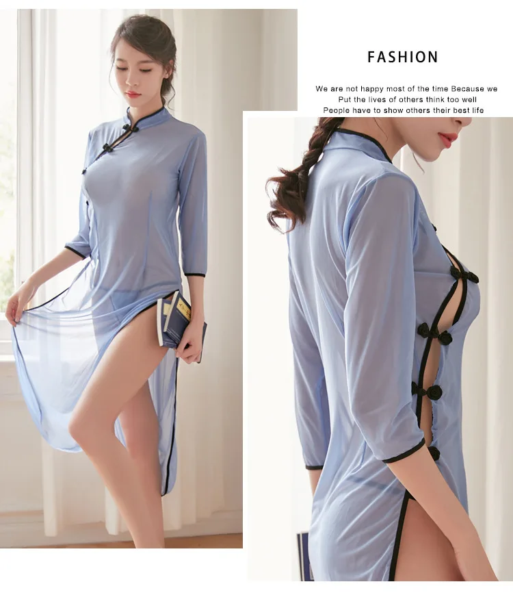 Китайское Ретро студенческое Cheongsam косплей сексуальное кружевное белье женское сексуальное эротичное ночное белье прозрачная сексуальная женская одежда