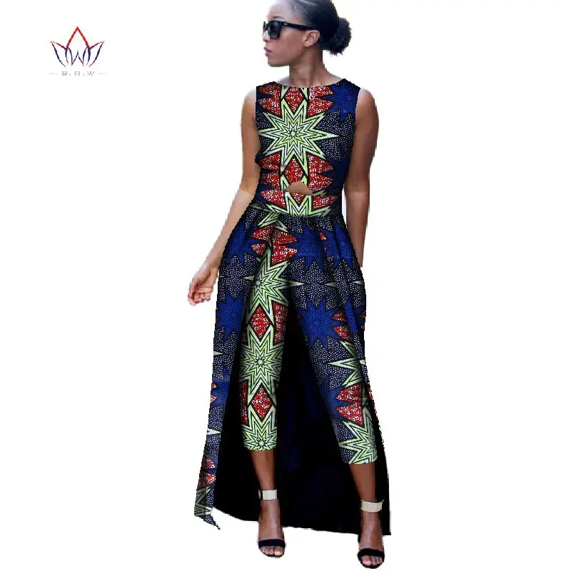 

New Fashion Africa Cotton Print Romper African Bazin Riche Jumpsuit For Women Dashiki Fitness Jumpsuit For Lady WYD8