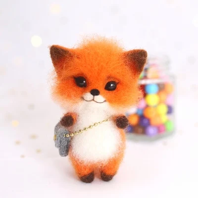 Ручная работа игла валяная готовая шерсть Войлок реалистичное животное лиса