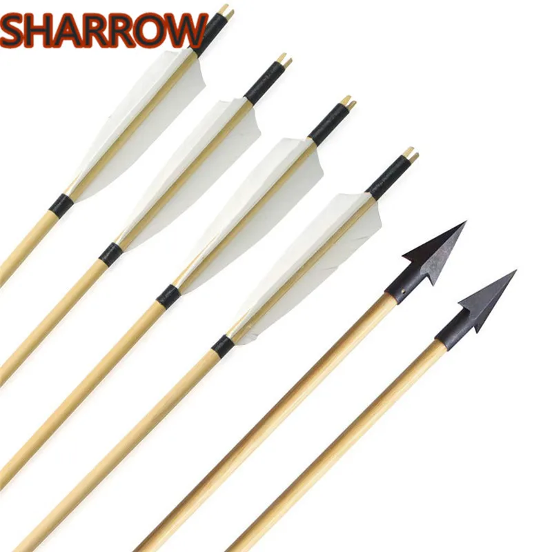 

6 шт. ручной работы, искусственные перья индейки, традиционные стрелы вала, Рекурсивный составной лук, аксессуары для охоты и стрельбы