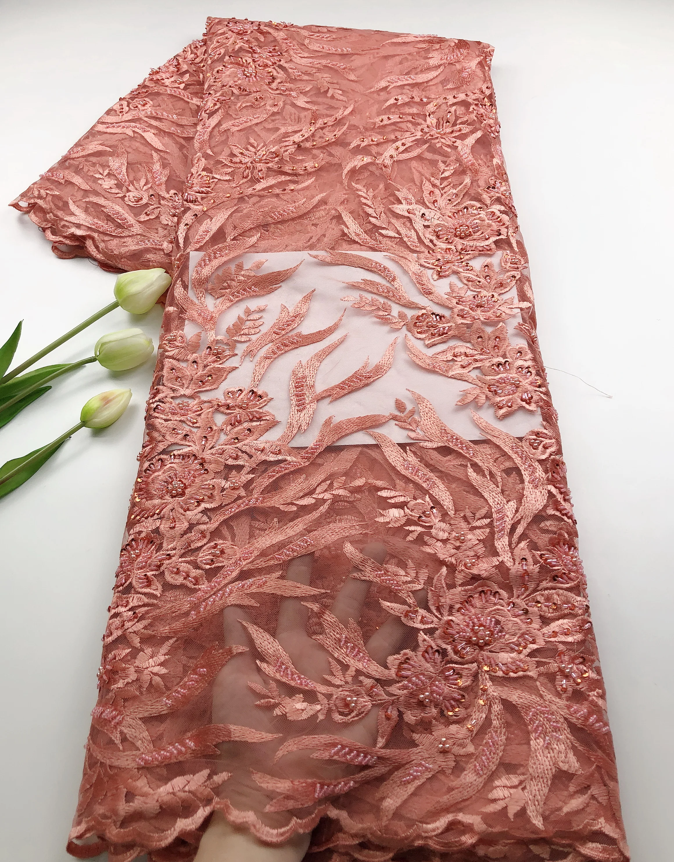 

Special Beaded/Sequins/Bead Tube Heavy Gold Color French Lace Embroidered Tulle Lace With Good Quality For Wedding Bridal Dress