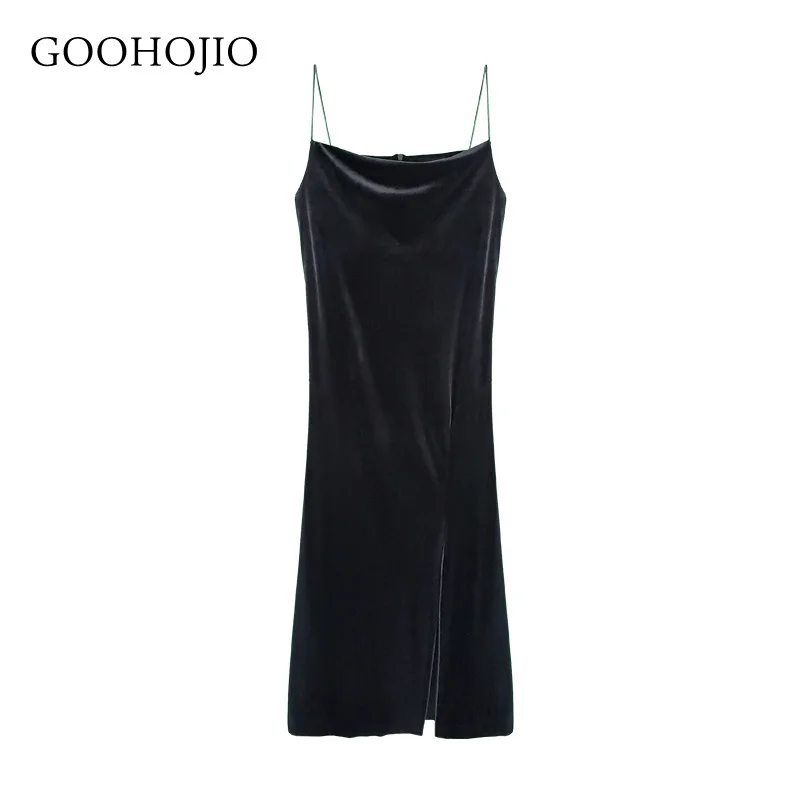 

GOOHOJIO 2021 New Spring and Autumn Split Thin Dress Women Sling Fashionable Dress for Women Chic All-match Sexy Women Dress