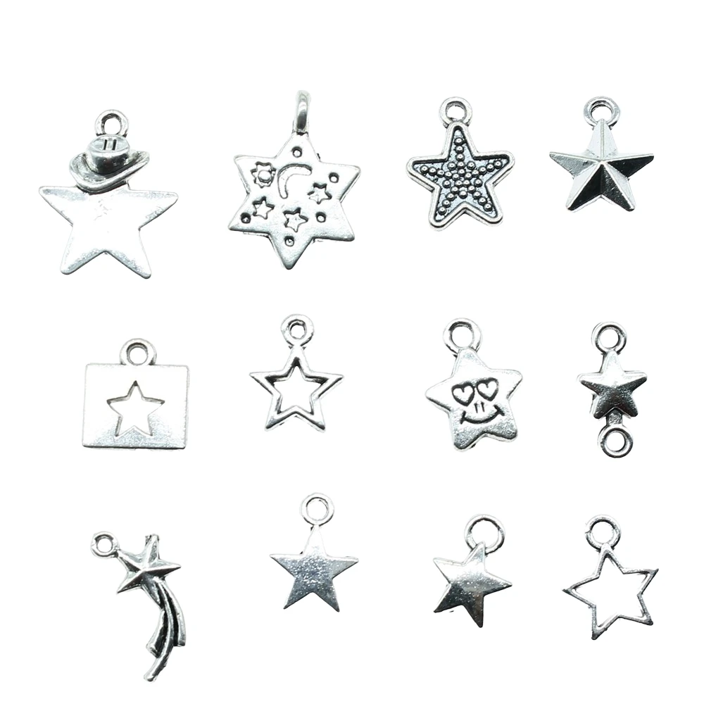 40 шт Очаровательная подвеска в форме звезды винтажная старинная Серебряная